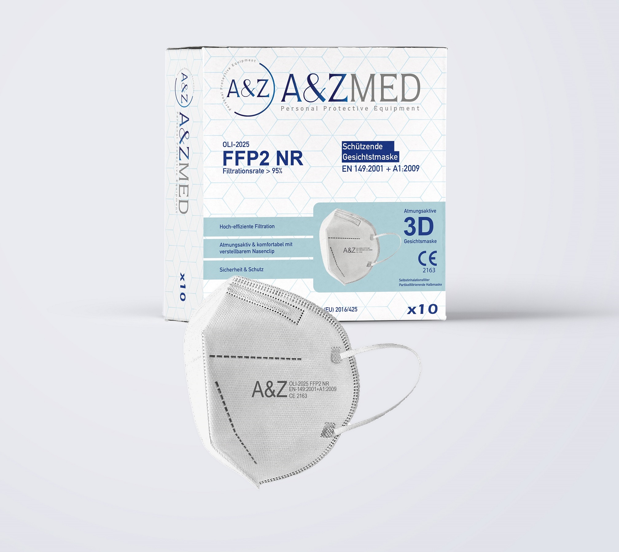 ΜΑΣΚΑ ΠΡΟΣΤΑΣΙΑΣ FFP2 NR A&ZMED ΣΕ ΛΕΥΚΟ 1ΤΜΧ