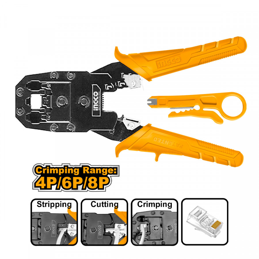 ΠΡΕΣΑ ΑΚΡΟΔΕΚΤΩΝ ΤΗΛΕΠΙΚΟΙΝΩΝΙΩΝ 3 ΣΕ 1 8"/200MM INGCO HMPC1468P