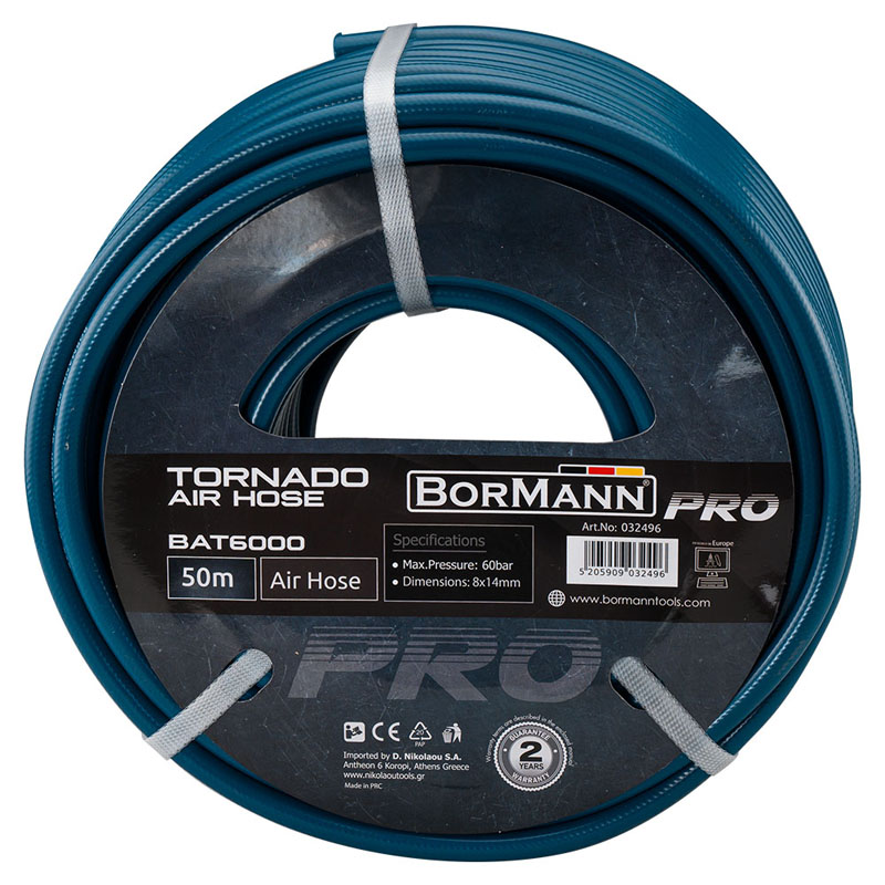 ΛΑΣΤΙΧΟ ΑΕΡΟΣ TORNADO MAX 60 BAR 50M 8X14MM BORMAN BAT6000
