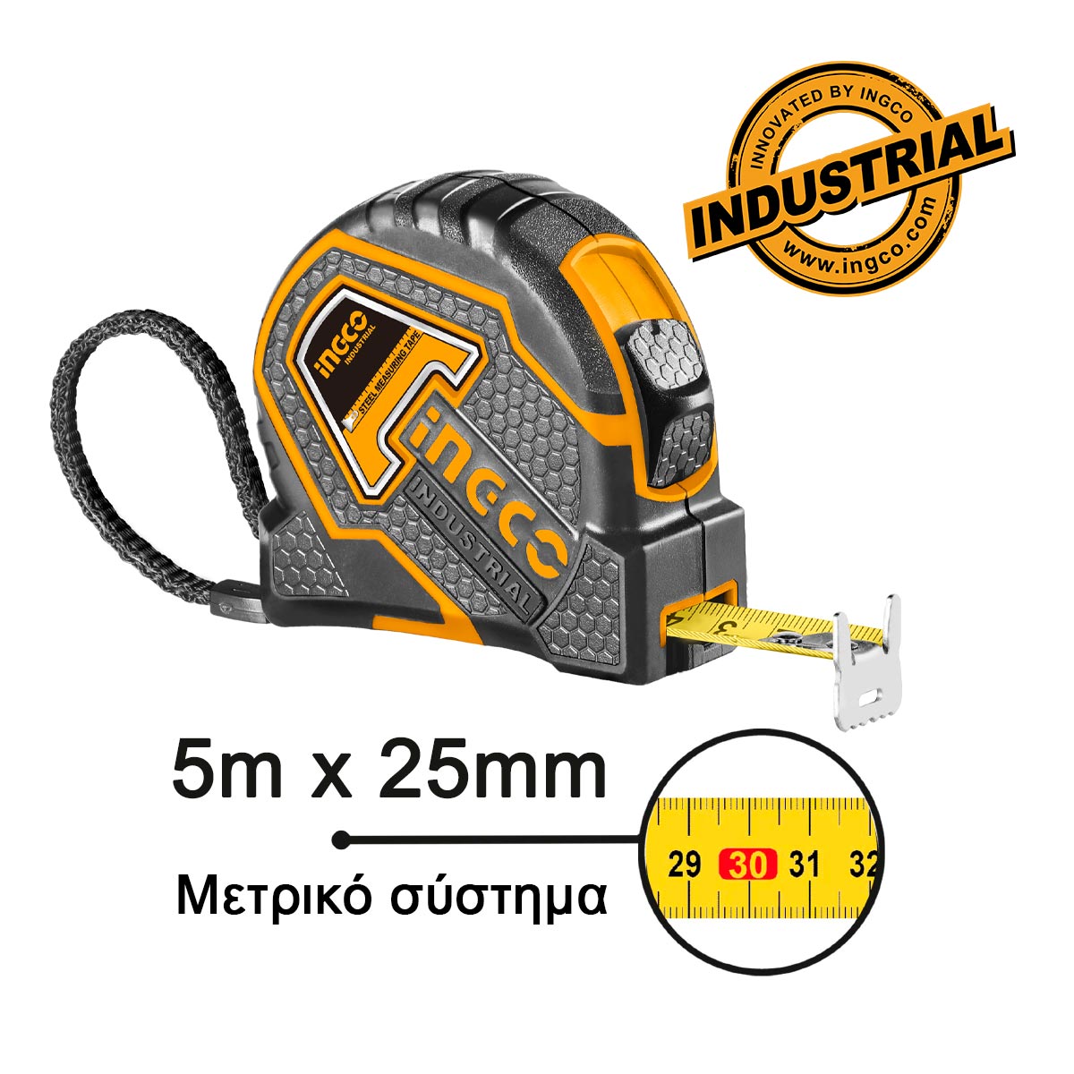 ΜΕΤΡΟΤΑΙΝΙΑ ΜΕ ΑΥΤΟΜΑΤΗ ΕΠΑΝΑΦΟΡΑ PROFI 25MMX5M INGCO HSMT88051E