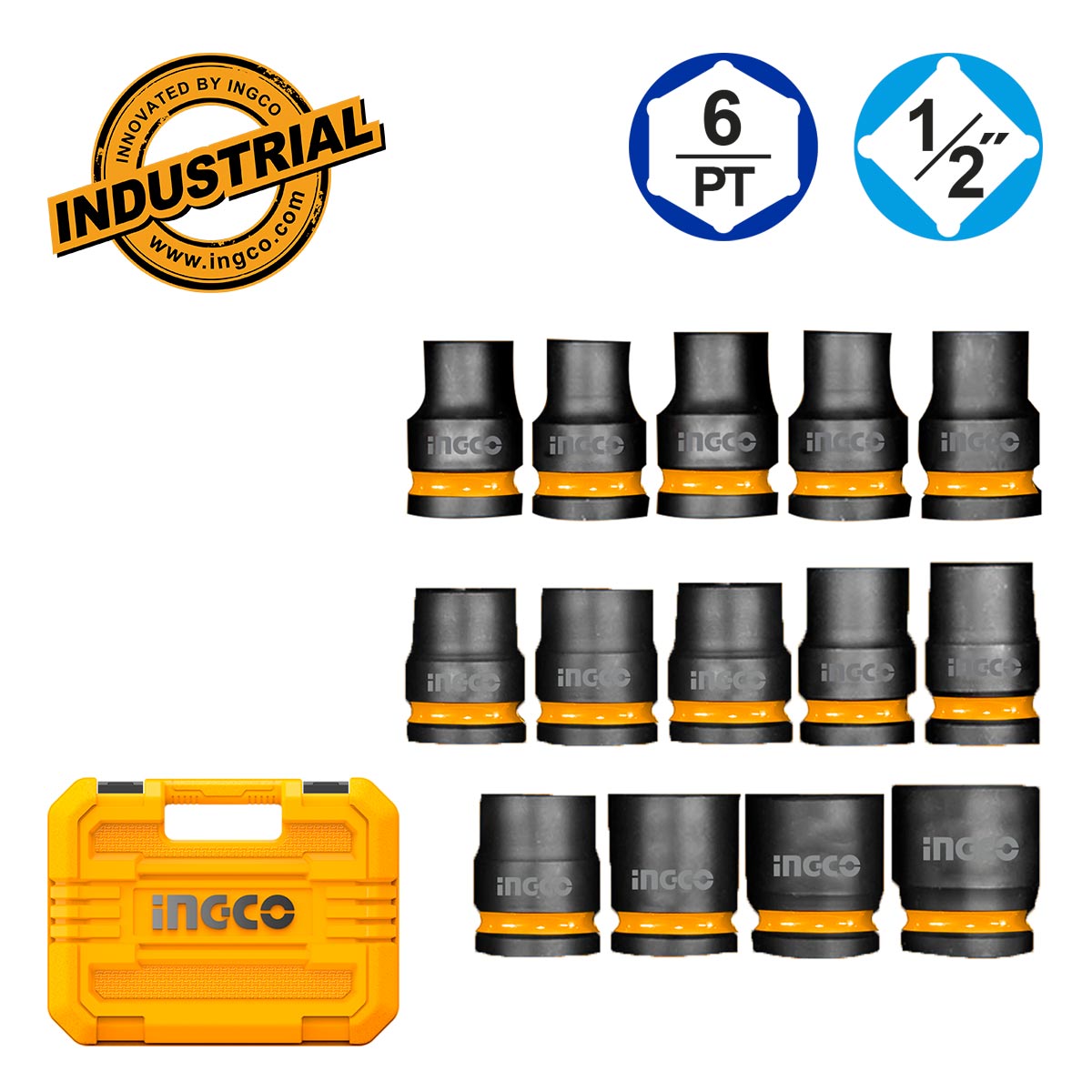 ΚΑΡΥΔΑΚΙΑ ΑΕΡΟΣ 1/2" ΣΕΤ 14 ΤΕΜ. + BΑΛΙΤΣΑ INGCO HKISSD12141