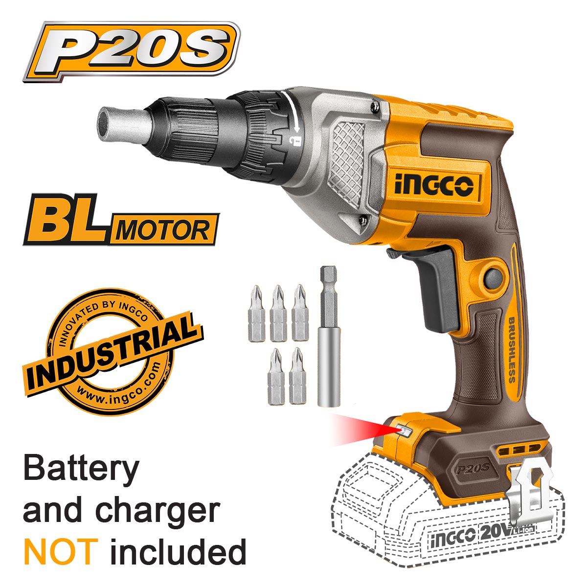 ΚΑΤΣΑΒΙΔΙ ΓΥΨΟΣΑΝΙΔΑΣ ΜΠΑΤΑΡΙΑΣ SOLO BRUSHLESS 20V INGCO CDSLI20428