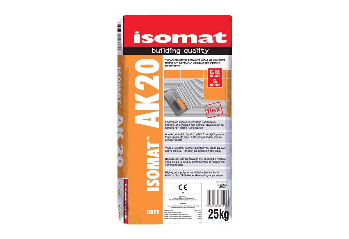 ΚΟΛΛΑ ΠΛΑΚΙΔΙΩΝ 25ΚG ISOMAT AK 20 (ΕΥΚΑΜΠΤΗ - ΡΗΤΙΝΟΥΧΑ) 