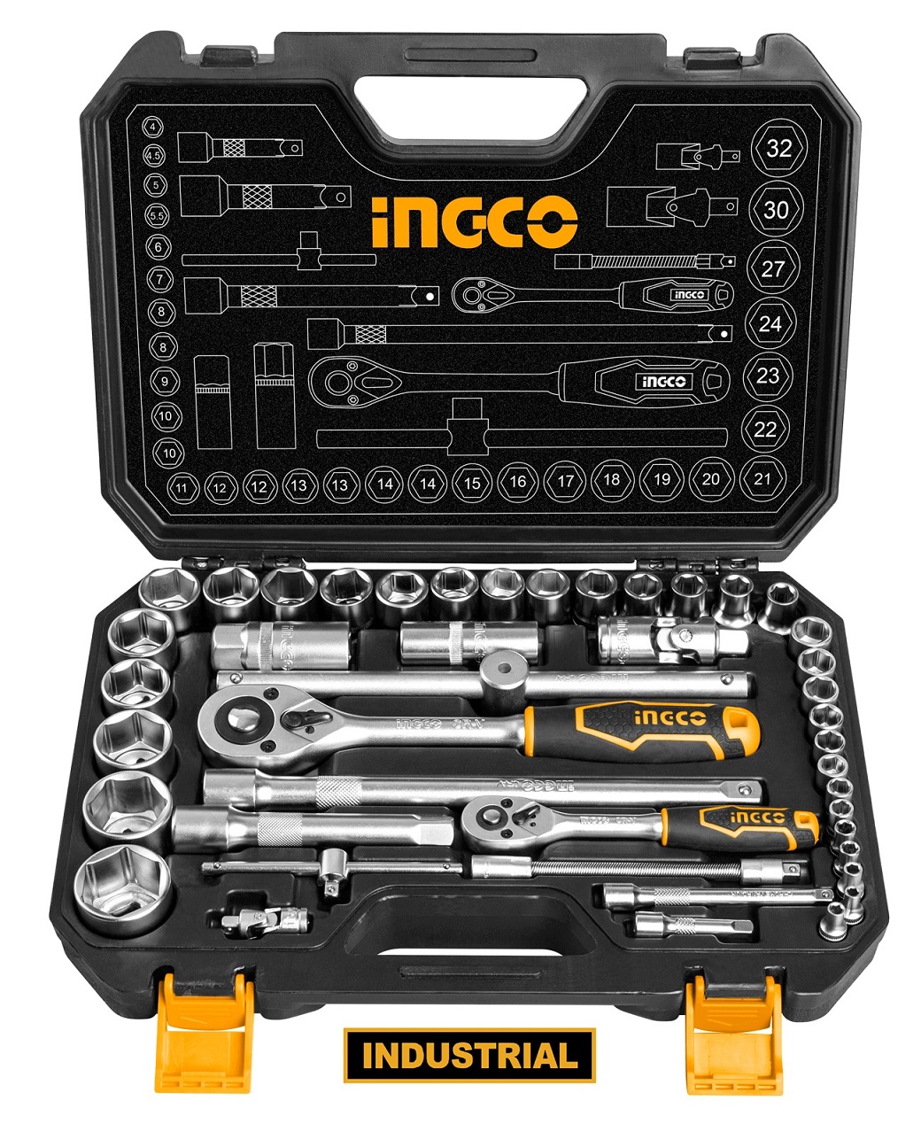 ΚΑΡΥΔΑΚΙΑ ΚΑΣΕΤΙΝΑ ΣΕΤ 44 ΤΜΧ. 1/4"+1/2" INGCO HKTS42441