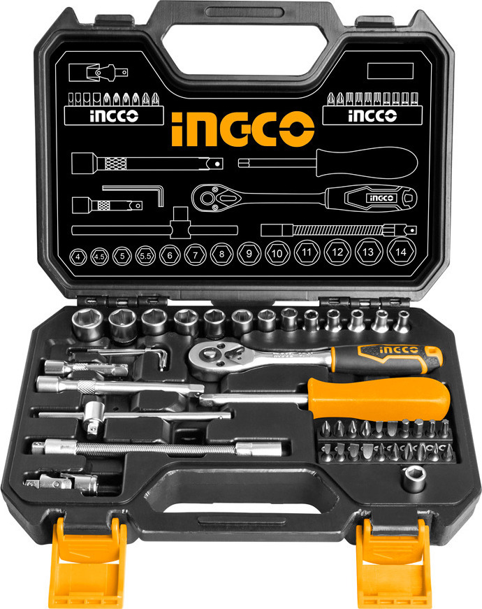 ΚΑΣΕΤΙΝΑ ΣΕΤ 45 ΤΕΜΑΧΙΩΝ ΚΑΡΥΔΑΚΙΑ 1/4" INGCO HKTS14451